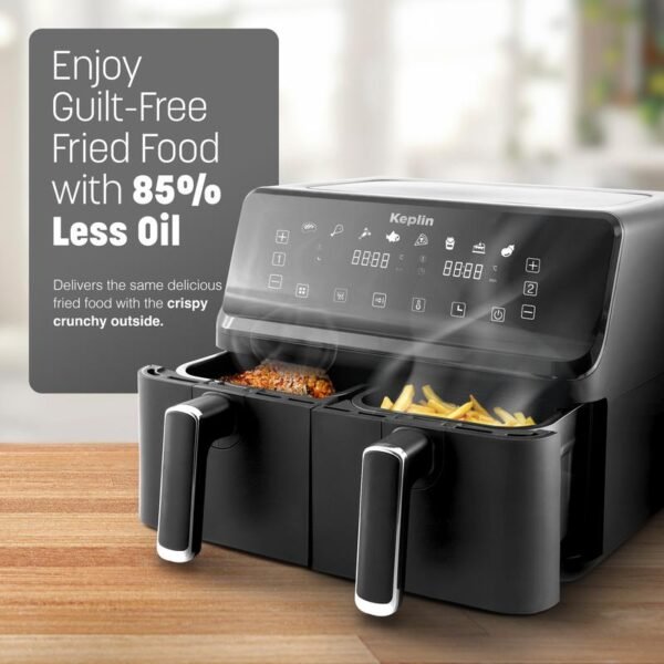 Keplin Dual Zone Air Fryer – Extra-Large 9L Capacity, 6 Cooking Functions, Energy-Saving Family Cooker for Roasting, Baking & Crisping - Image 2